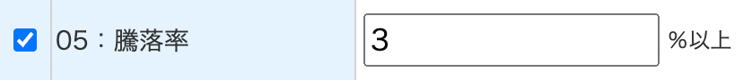 騰落率　3%以上